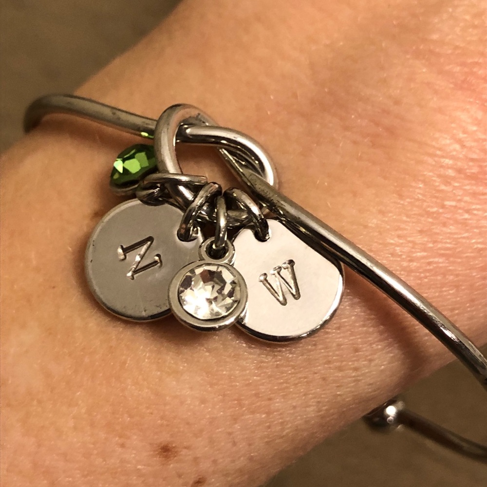 Silver Charm Bracelet with Initials N and W - Picture 2 of 8